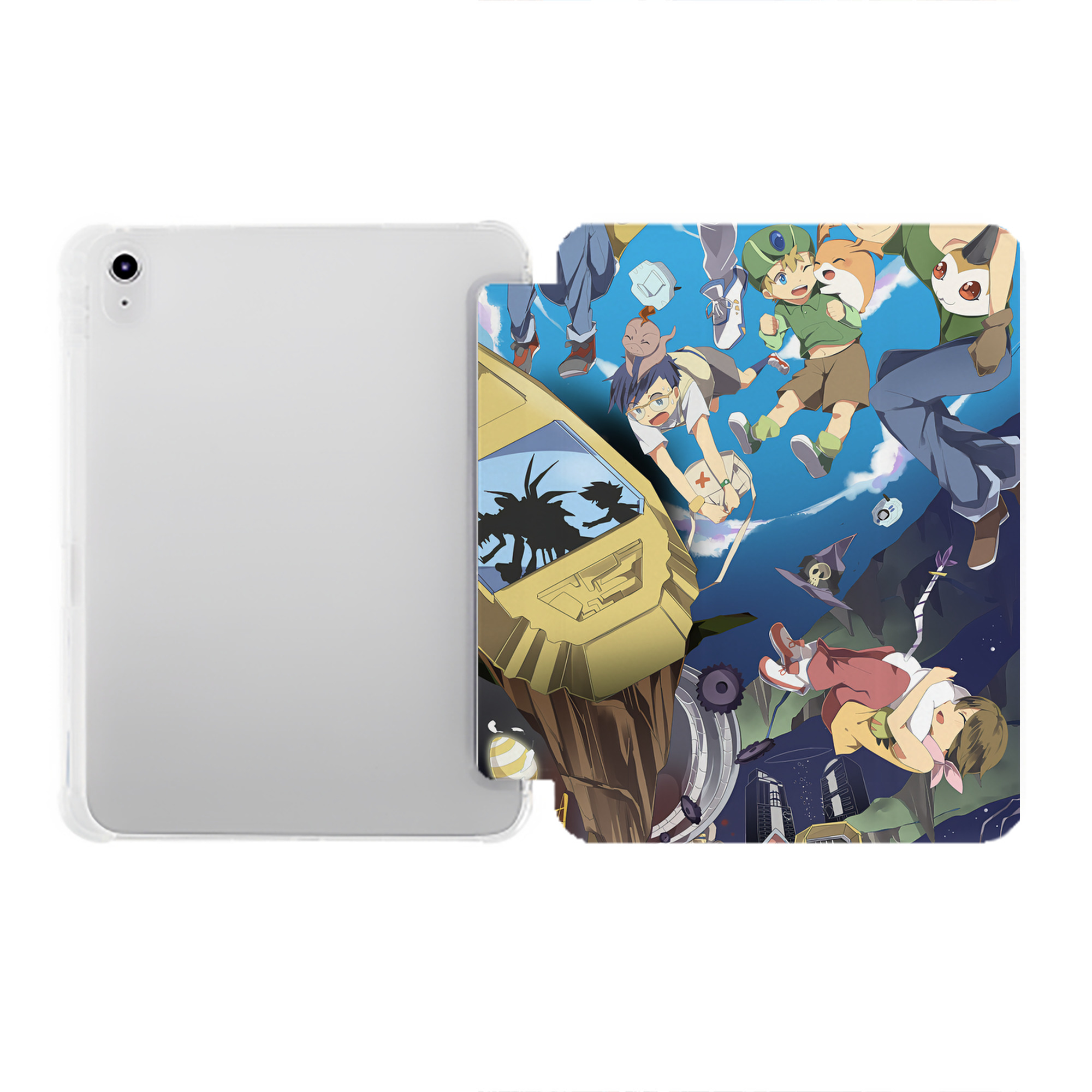 （画像用） Digimon デジタルモンスター/デジモン IPad ケース ペン収納付き 三つ折りスタンド PUレザー×シリコン 対応機種9.5/10.5/10.9インチ